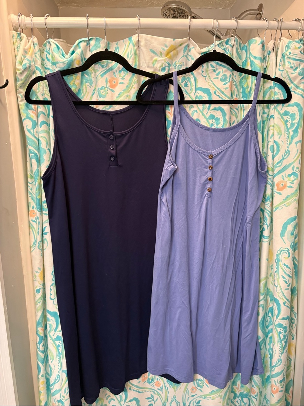 SHEIN Navy & Periwinkle Button-Front Tank Chemises